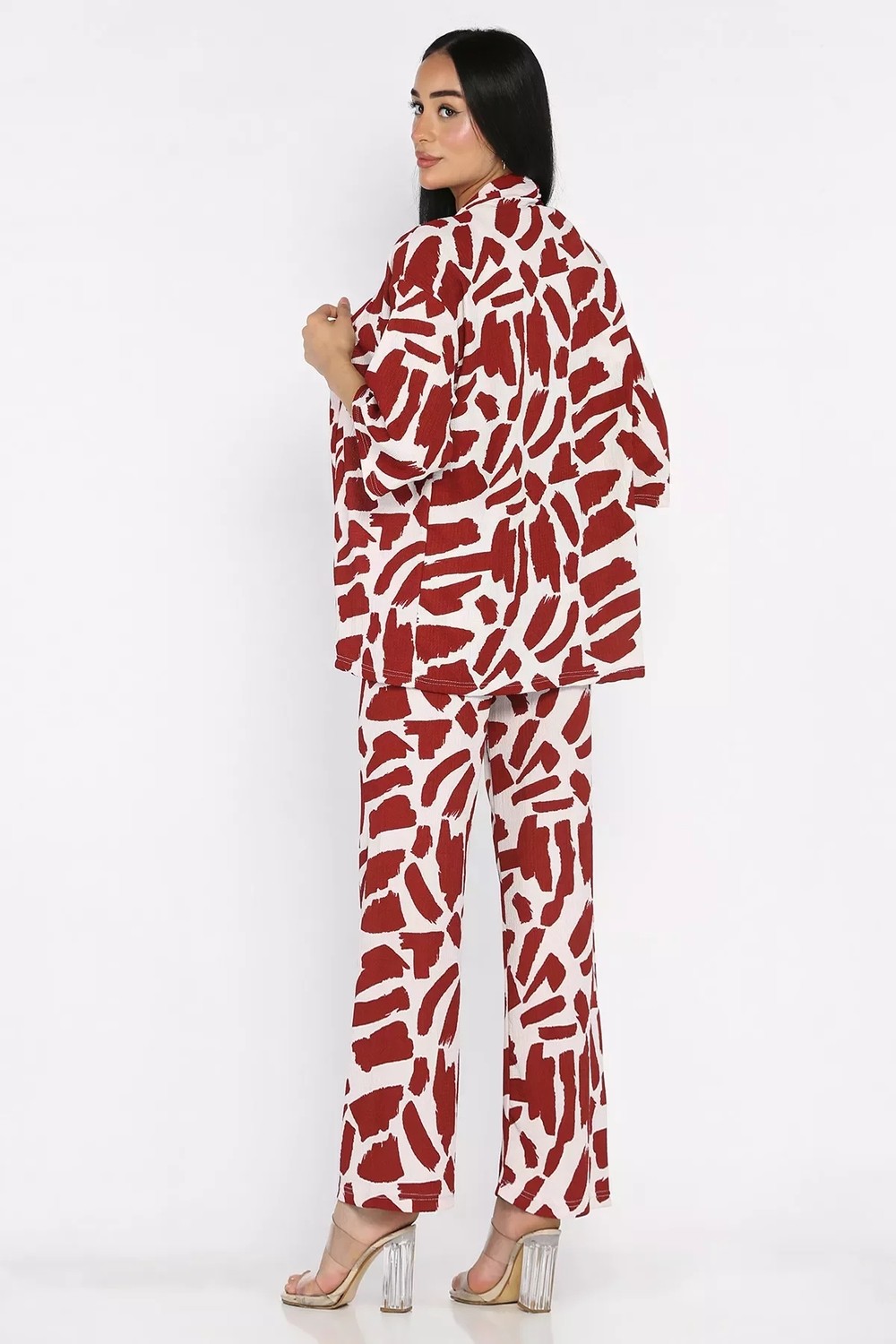 Gülseli Kadın Desenli Kimono Pantolon Ikili Takım P-00022647 görsel 4