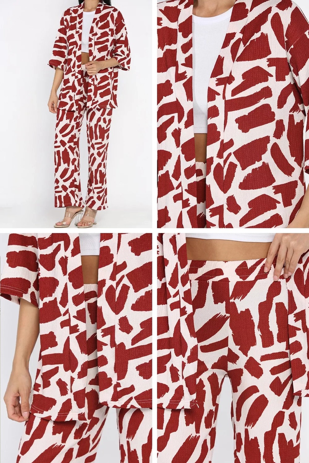 Gülseli Kadın Desenli Kimono Pantolon Ikili Takım P-00022647 görsel 5