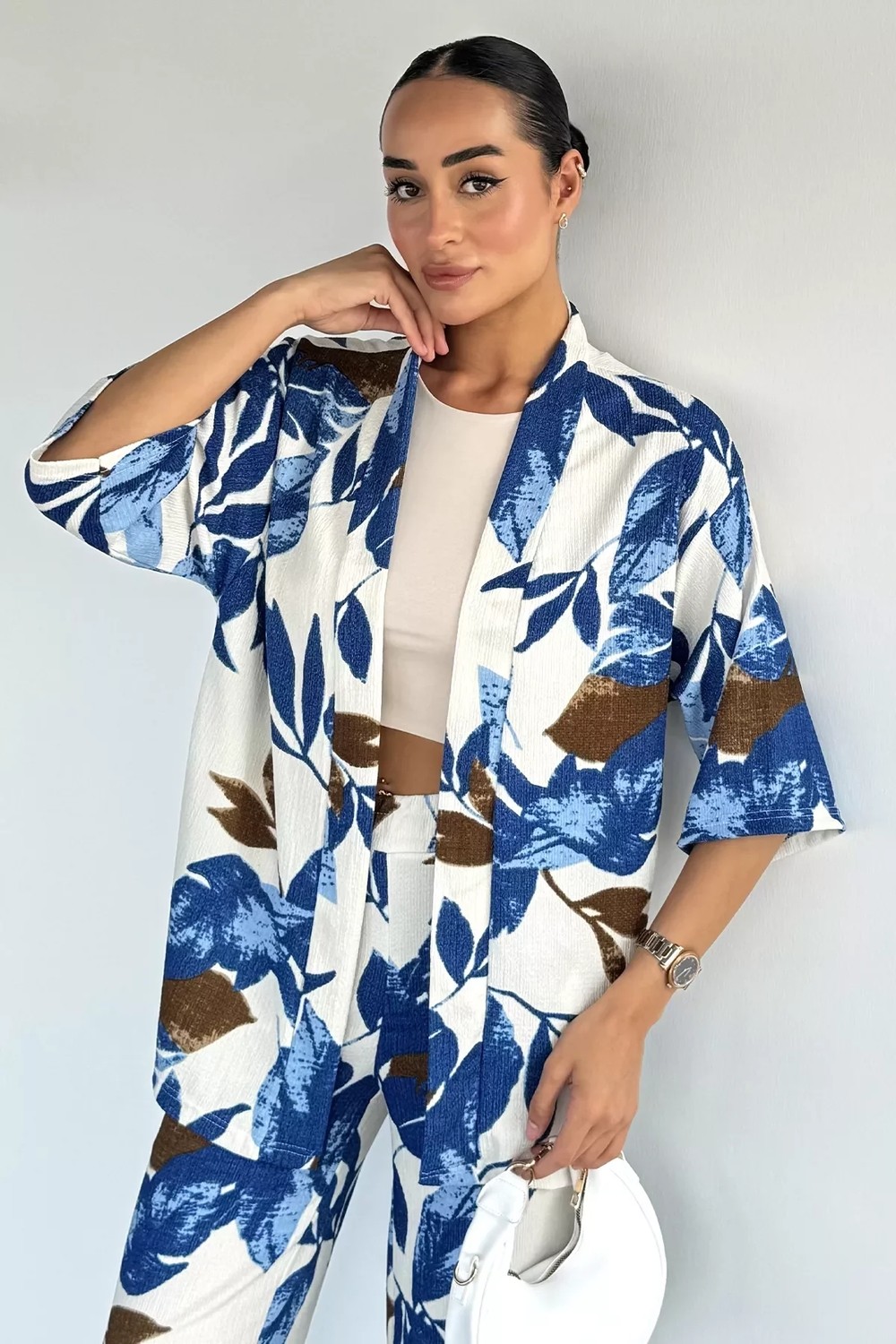 Gülseli Kadın Desenli Kimono Pantolon Ikili Takım P-00022647 görsel 6