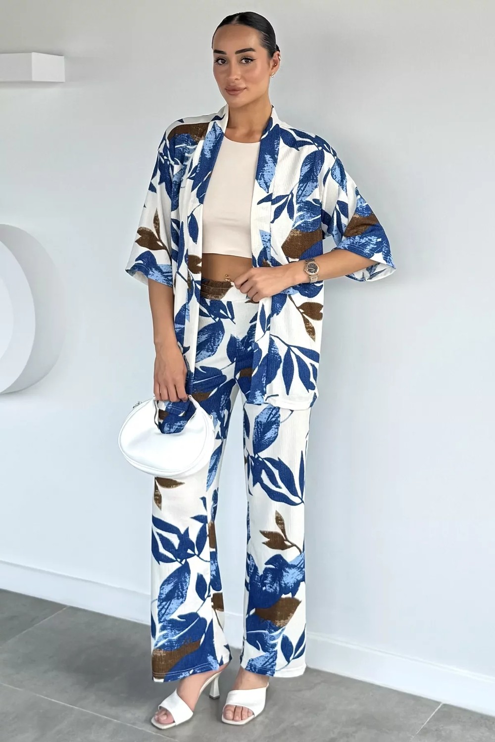 Gülseli Kadın Desenli Kimono Pantolon Ikili Takım P-00022647 görsel 7