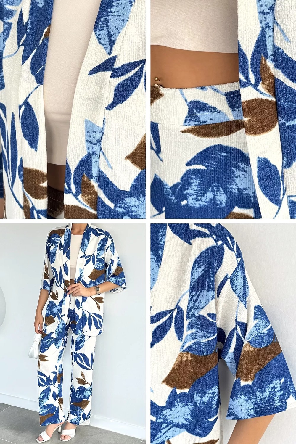 Gülseli Kadın Desenli Kimono Pantolon Ikili Takım P-00022647 görsel 8