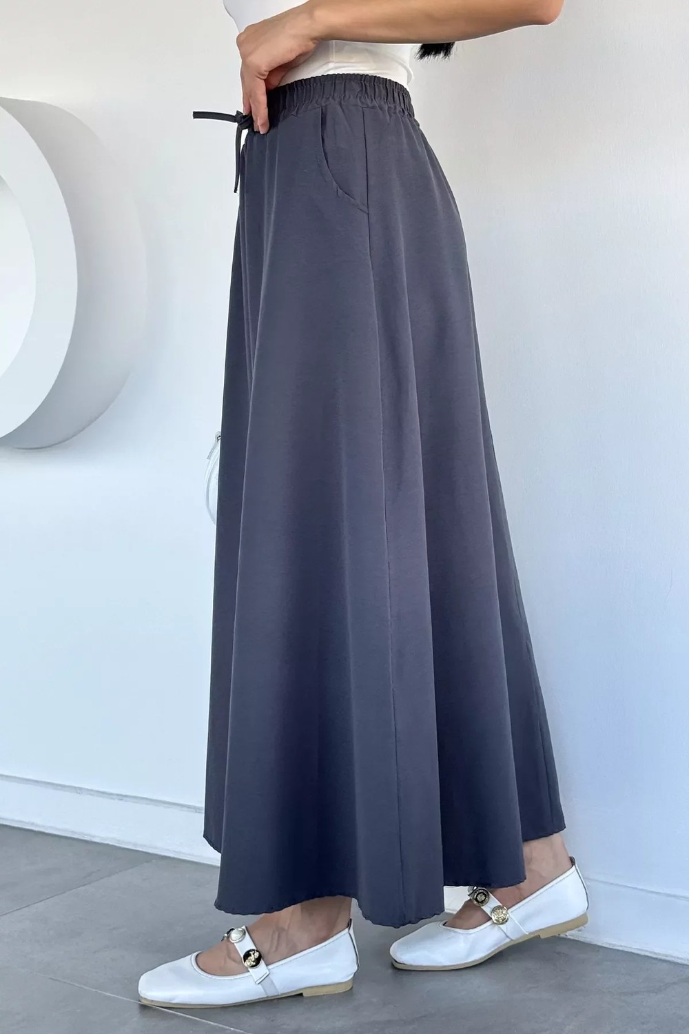 Gülseli Kadın Bel Lastikli Çift Cepli Etek P-00022546 görsel 3