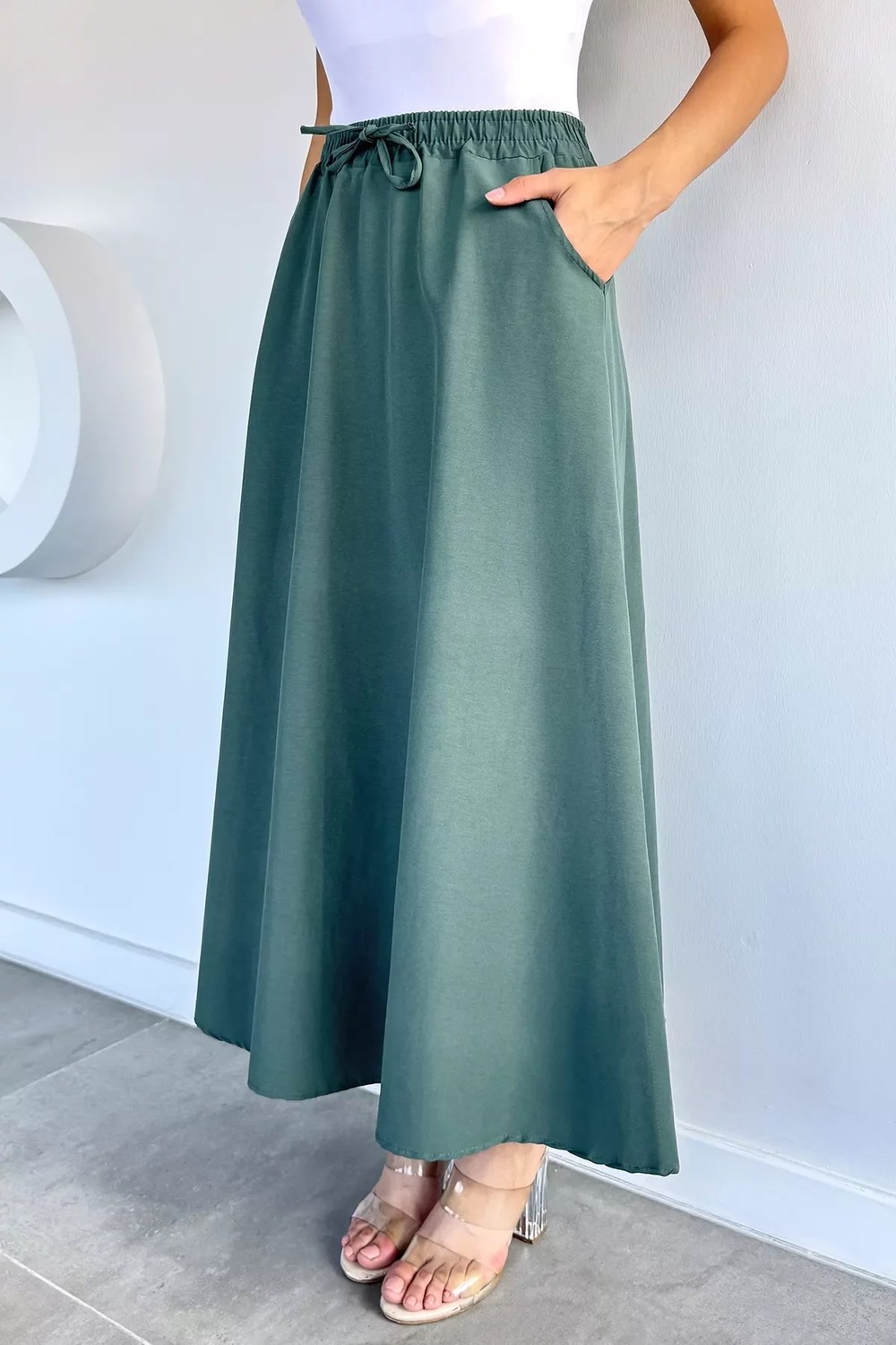 Gülseli Kadın Bel Lastikli Çift Cepli Etek P-00022546 görsel 7