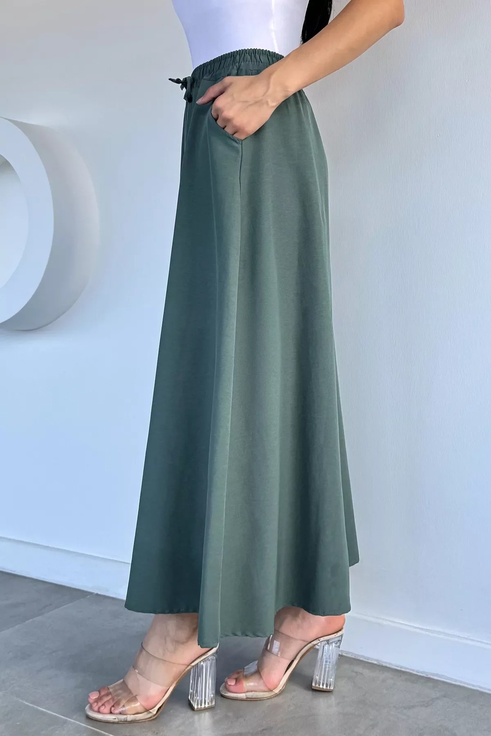 Gülseli Kadın Bel Lastikli Çift Cepli Etek P-00022546 görsel 8