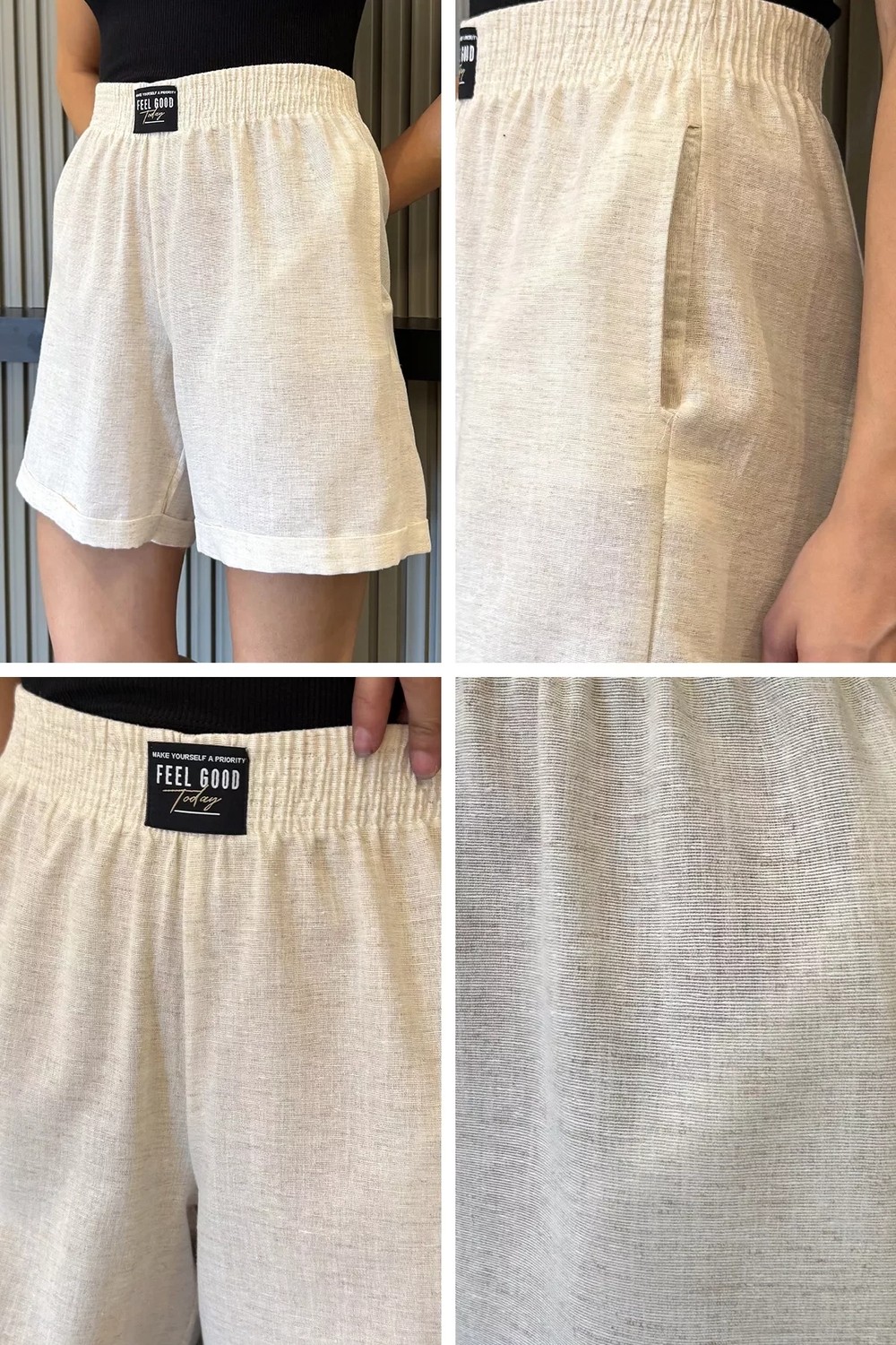 Gülseli Kadın Keten Şort P-00022599 görsel 5