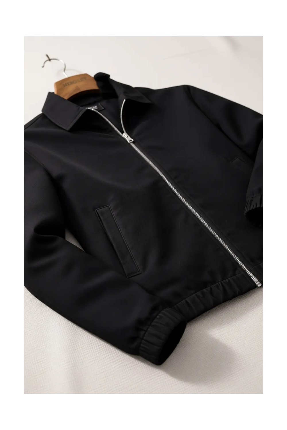 Mero Life Erkek Basic Old Money Fermuarlı Oversize Mevsimlik Polo Yaka Gabardin Kumaş Ceket görsel 6