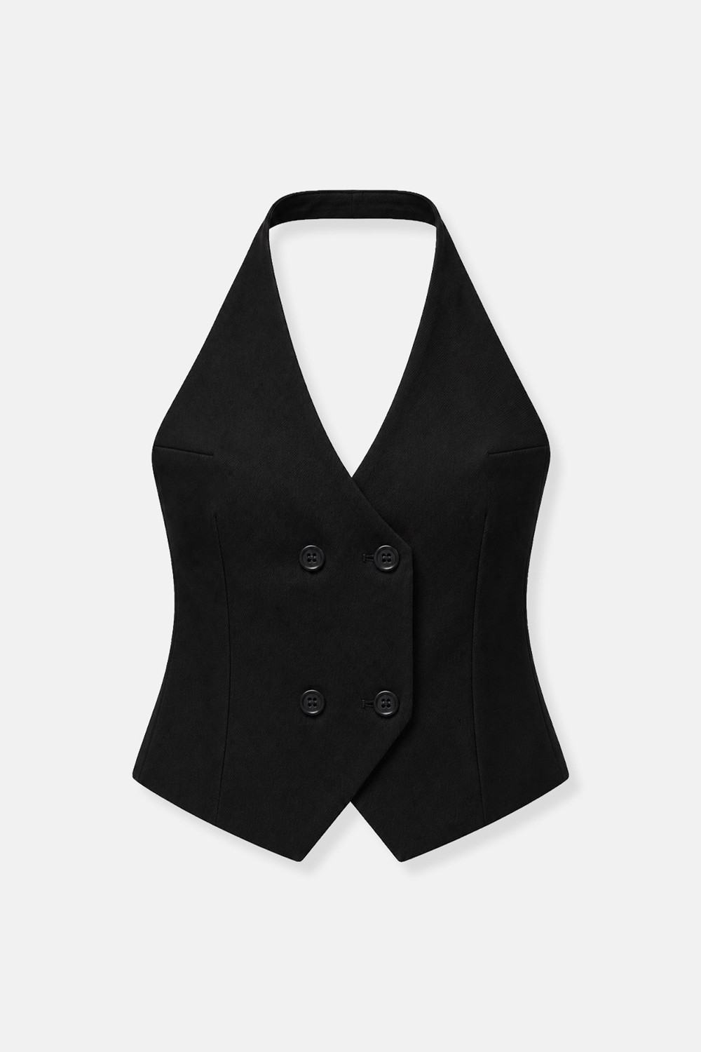 Thalure Kadın Siyah Halter Yaka Kruvaze Fit Yelek görsel 7