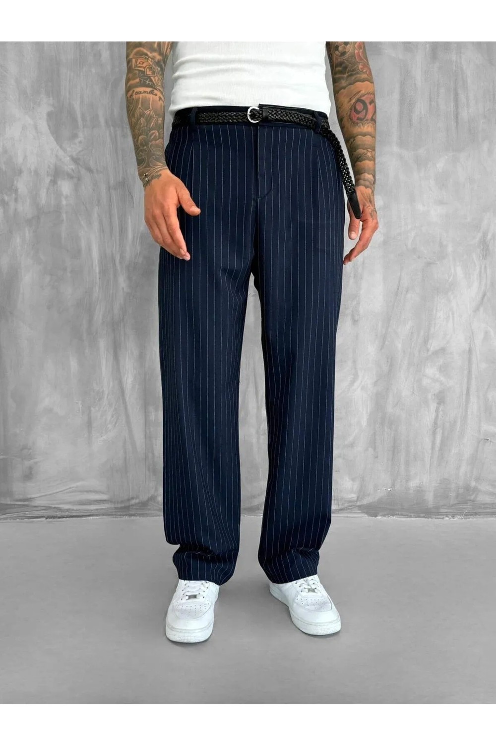 Abluka Online Erkek Oversize Kruvaze Çizgili Modern Takım Elbise Gri görsel 8