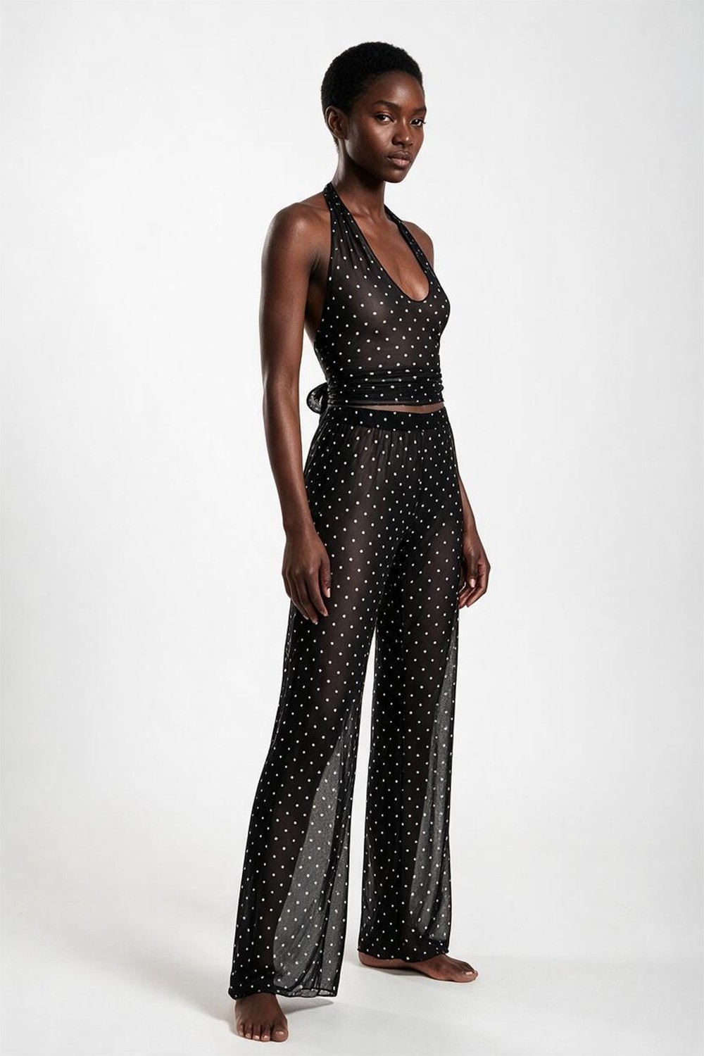 Aquella Desenli Tül Crop Top-Pantolon Takım görsel 3