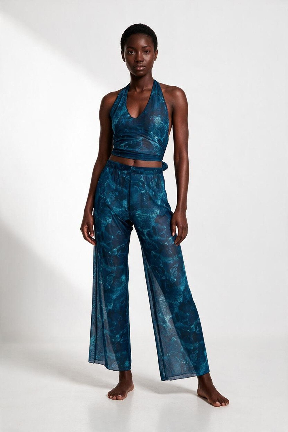 Aquella Desenli Tül Crop Top-Pantolon Takım