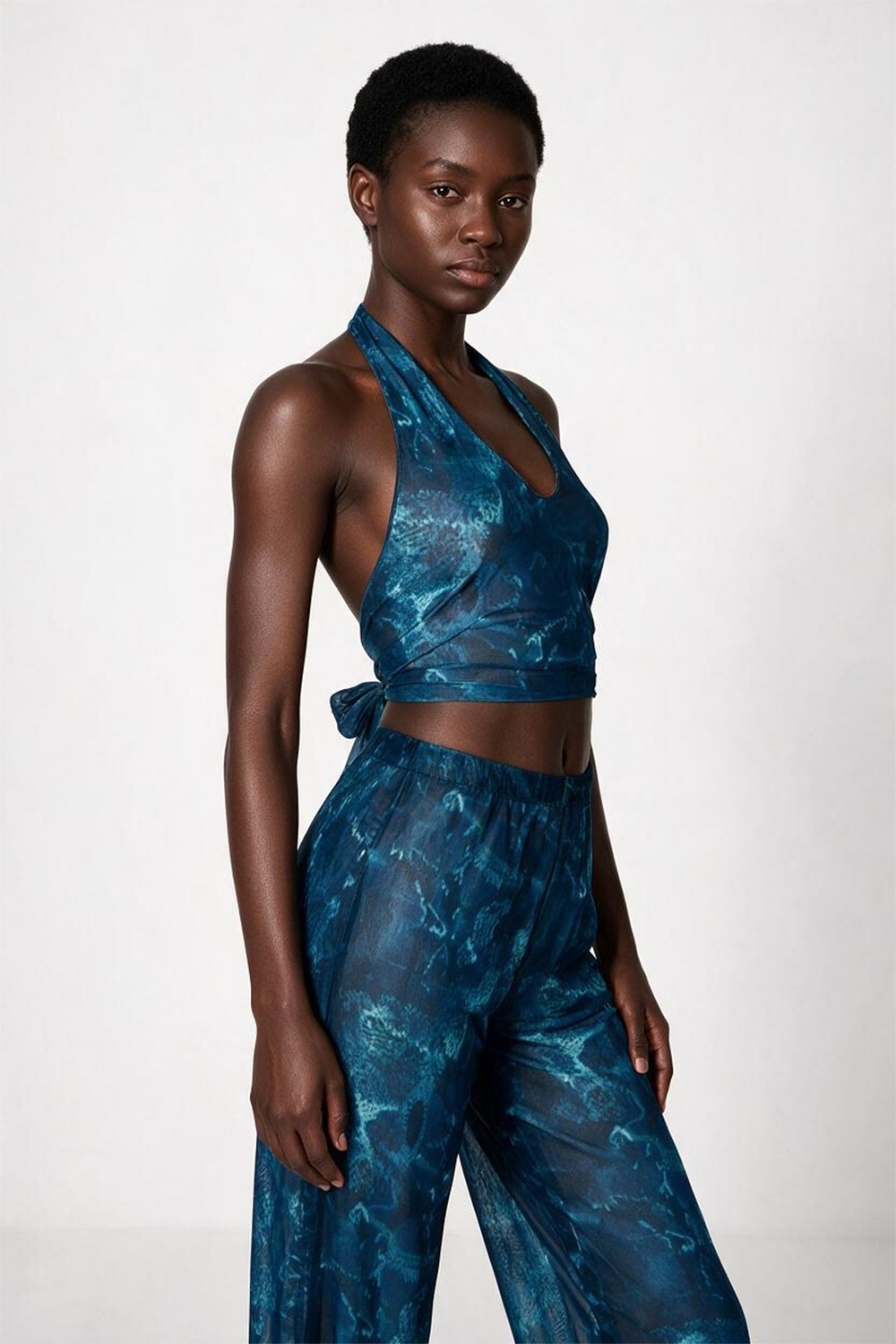 Aquella Desenli Tül Crop Top-Pantolon Takım görsel 2
