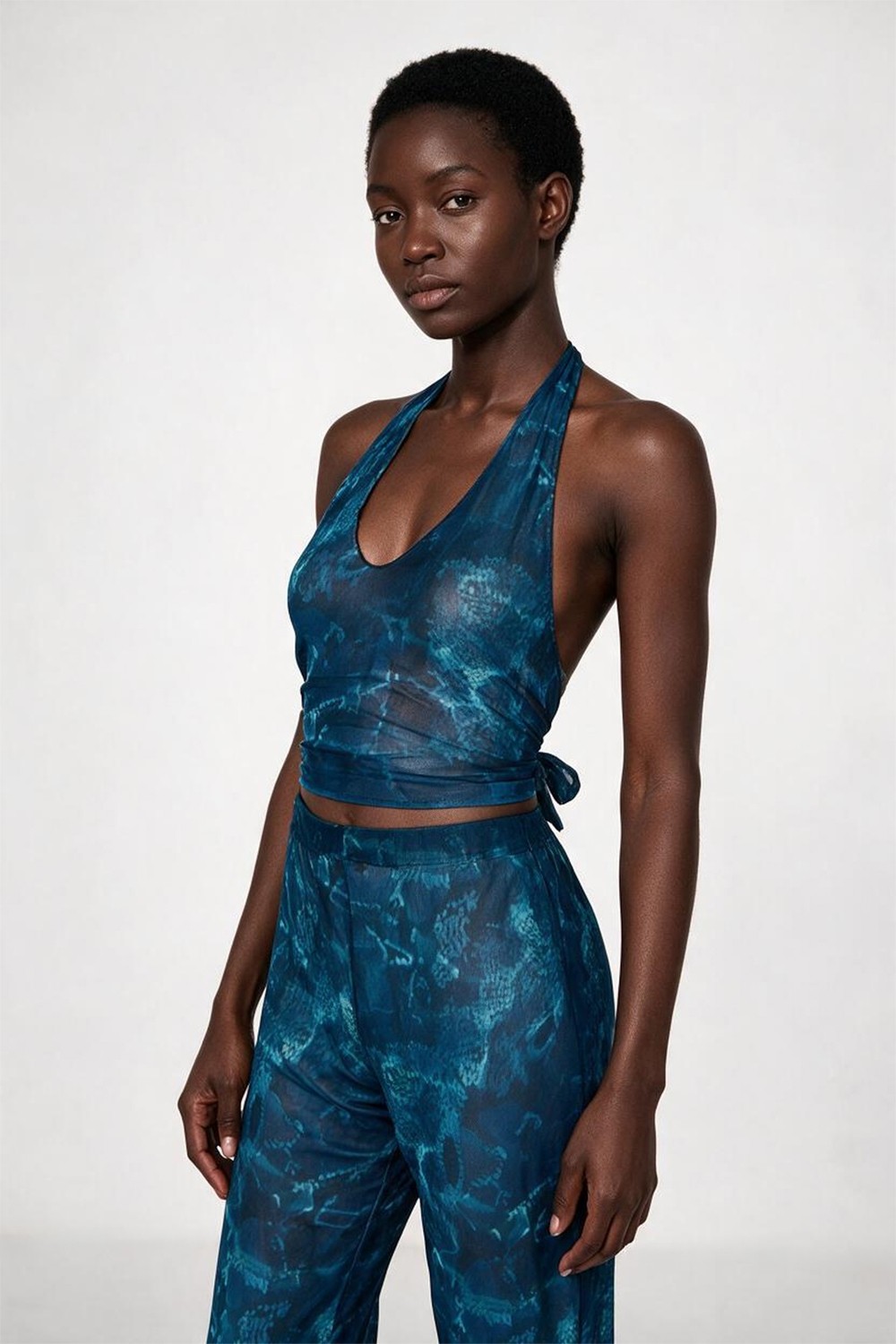 Aquella Desenli Tül Crop Top-Pantolon Takım görsel 4