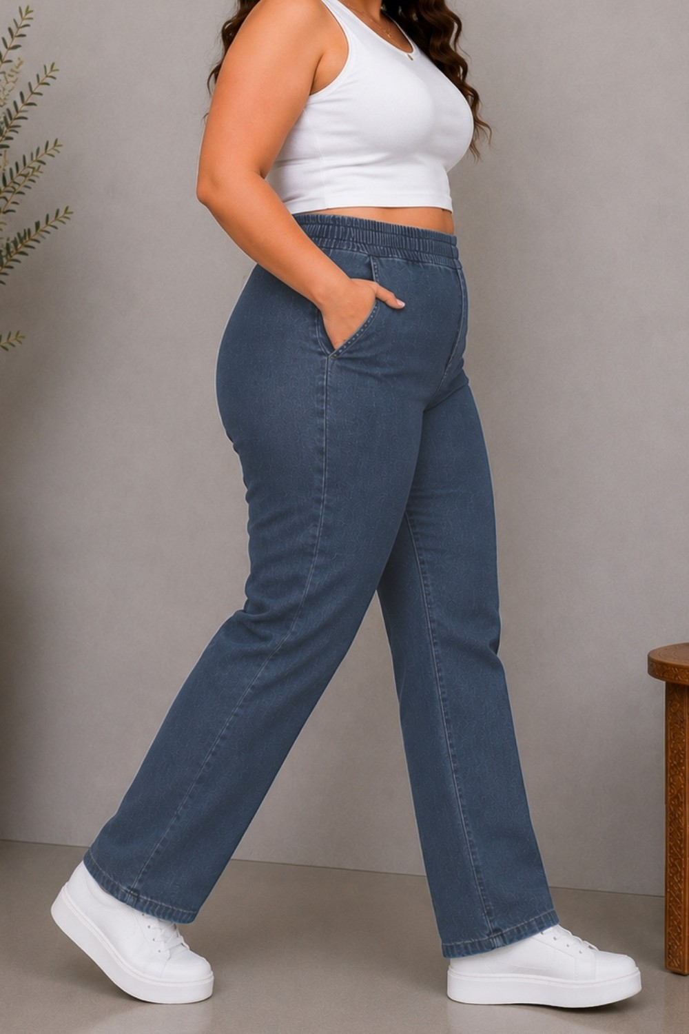Cedy Denim Cedy Denım - Büyük Beden Likralı, Beli Lastikli Jean Pantolon C636 görsel 3