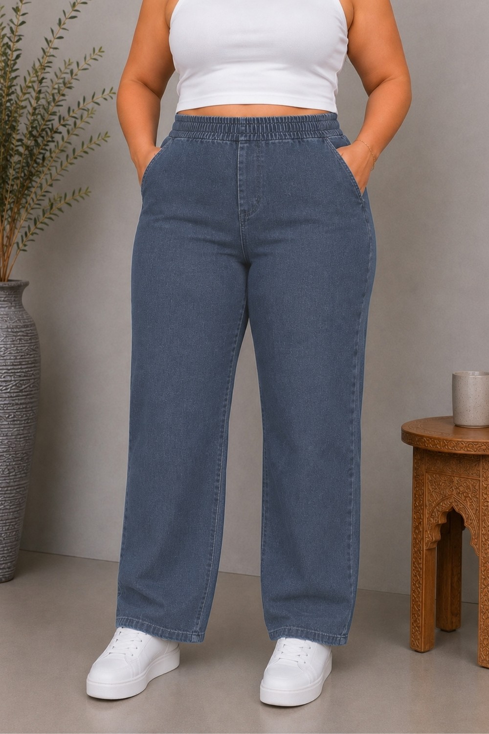 Cedy Denim Cedy Denım - Büyük Beden Likralı, Beli Lastikli Jean Pantolon C636 görsel 4