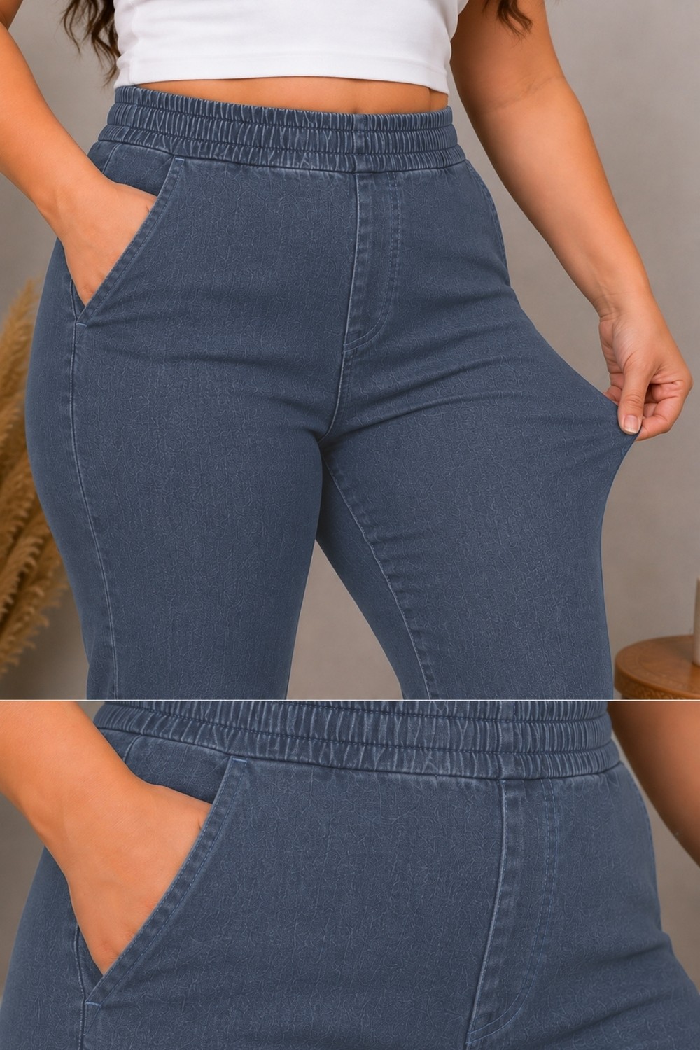 Cedy Denim Cedy Denım - Büyük Beden Likralı, Beli Lastikli Jean Pantolon C636 görsel 7