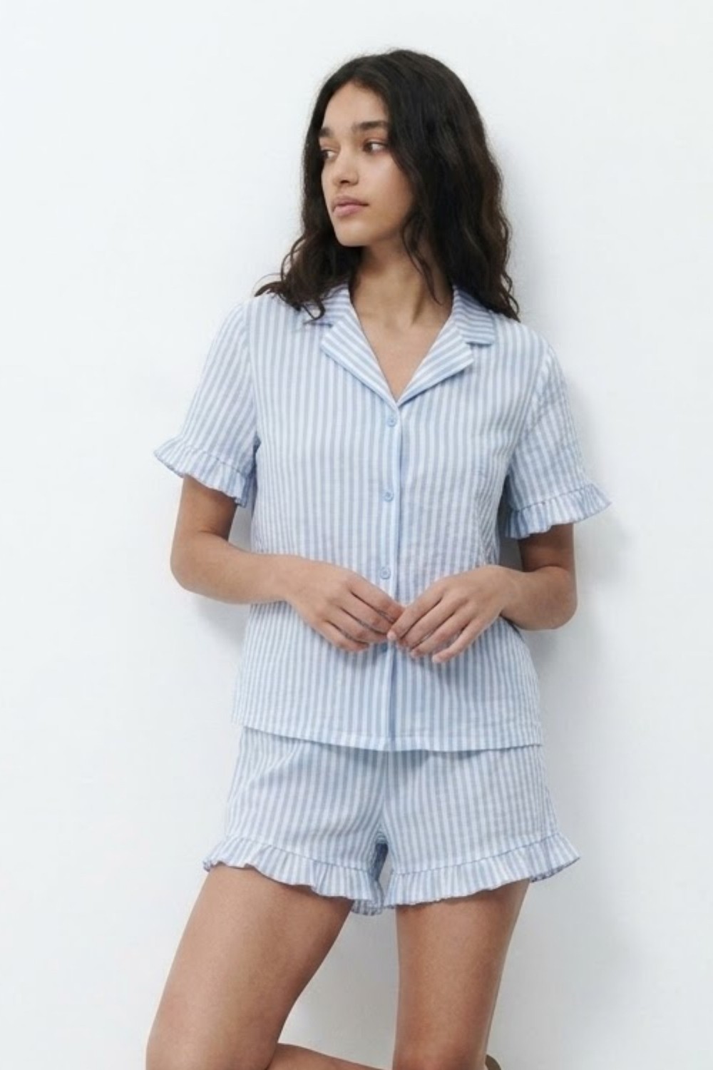 Fit Women Kadın Desenli Trend Mavi Pijama Takımı görsel 4