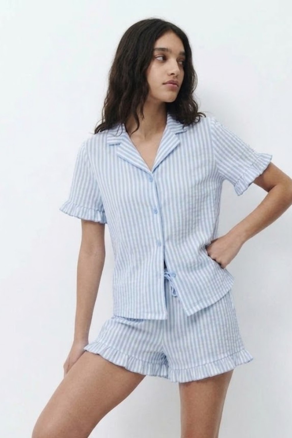 Fit Women Kadın Desenli Trend Mavi Pijama Takımı görsel 5