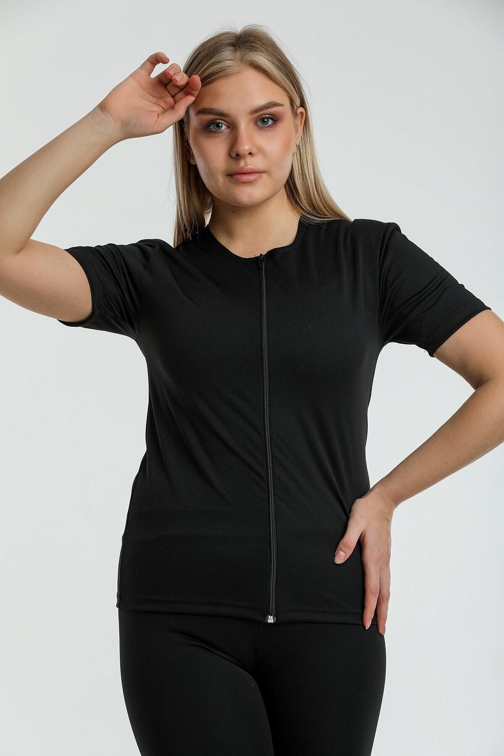 Fit Women Zayıflatan Incelten Termal Vücut Şekillendirici Sauna Uzun Kollu Fermuarlı Korse 4415 görsel 5