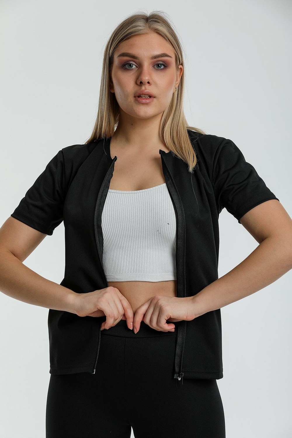 Fit Women Zayıflatan Incelten Termal Vücut Şekillendirici Sauna Uzun Kollu Fermuarlı Korse 4415 görsel 6