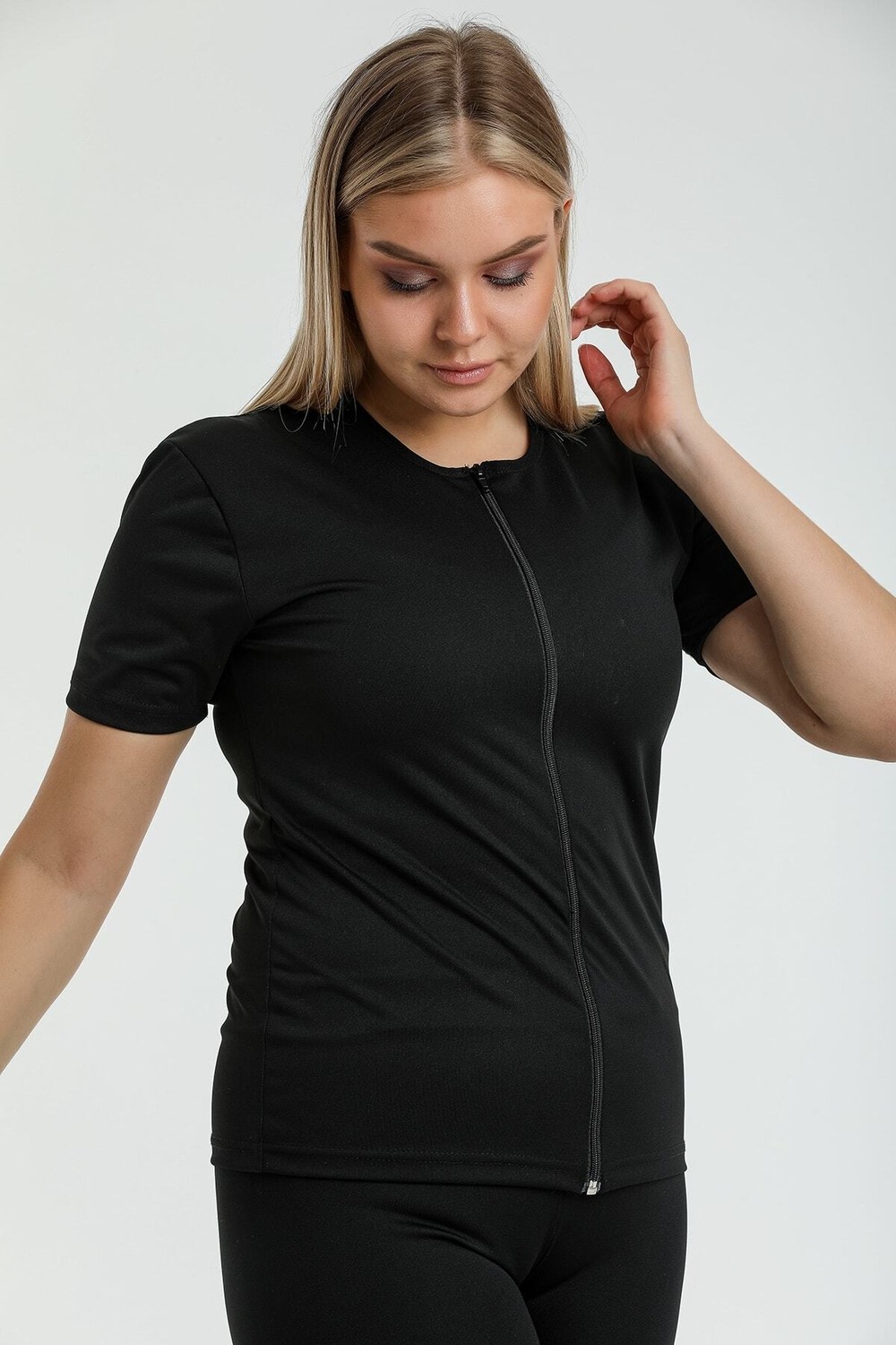 Fit Women Zayıflatan Incelten Termal Vücut Şekillendirici Sauna Uzun Kollu Fermuarlı Korse 4415 görsel 7