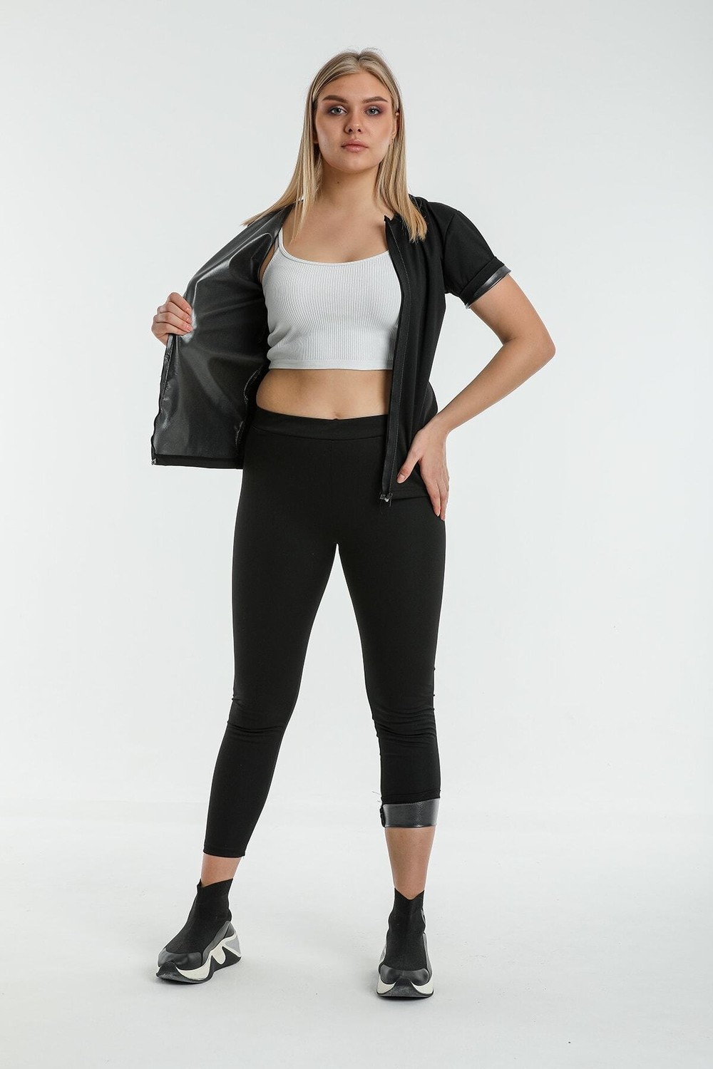 Fit Women Zayıflatan Incelten Termal Vücut Şekillendirici Sauna Uzun Kollu Fermuarlı Korse 4415 görsel 8