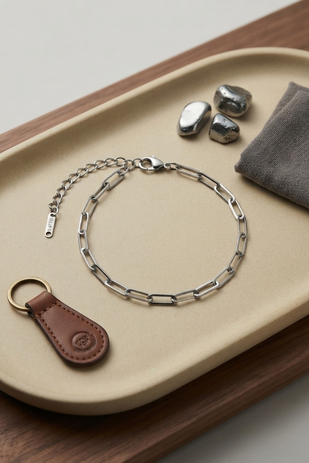 Callerrons Accessories Gümüş Renk Ataş Zincir Model Erkek Bileklik - EBJ260822W46387