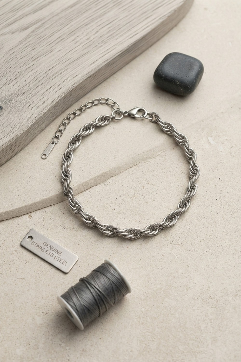 Callerrons Accessories Gümüş Renk Burgu Zincir Model Erkek Bileklik - EBJ260822W46382