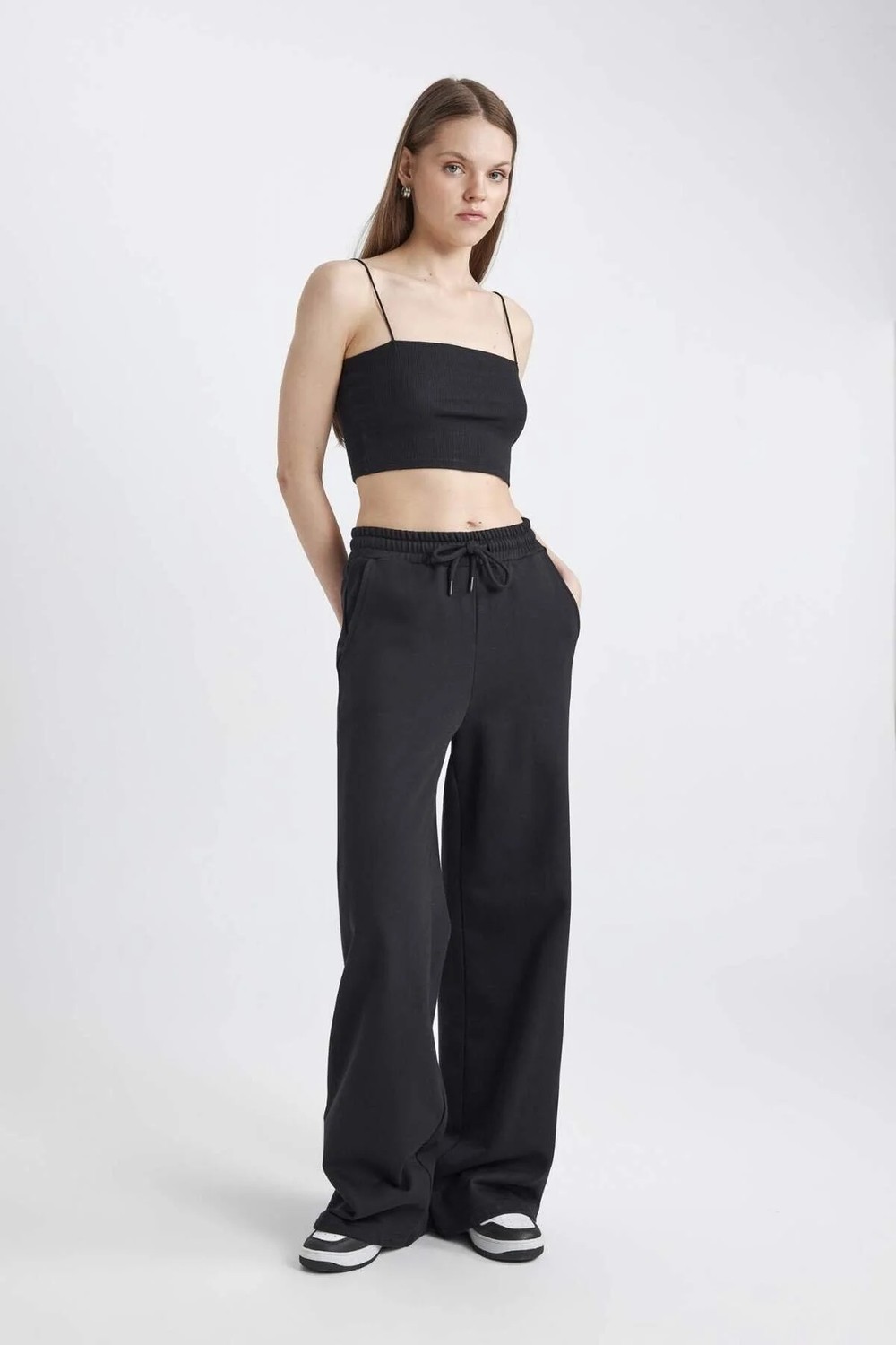 DeFacto Wide Leg Beli Lastikli Geniş Bol Paça Eşofman Altı Kız Çocuk D9251A825SP görsel 2
