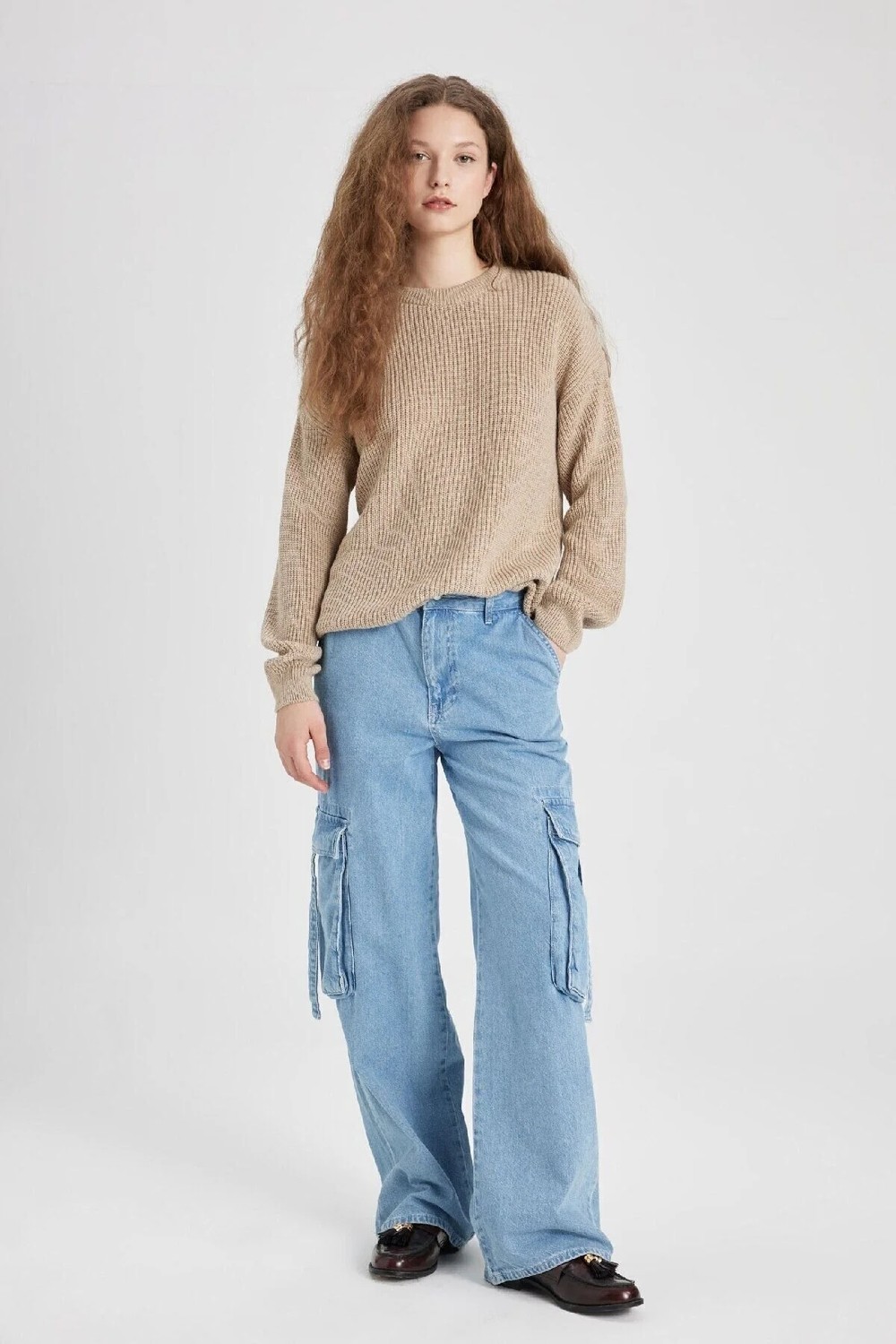 DeFacto Regular Fit Bisiklet Yaka Selanik Kumaş Basic Düz Triko Kazak H6905AZ24WN görsel 7