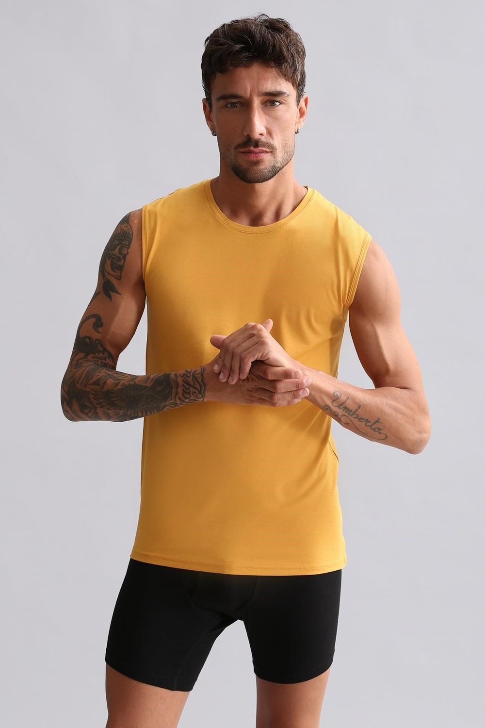 Mısırlı Modal By Tencel Hercules Slim Fit Bisiklet Yaka Sporcu Atlet Hardal