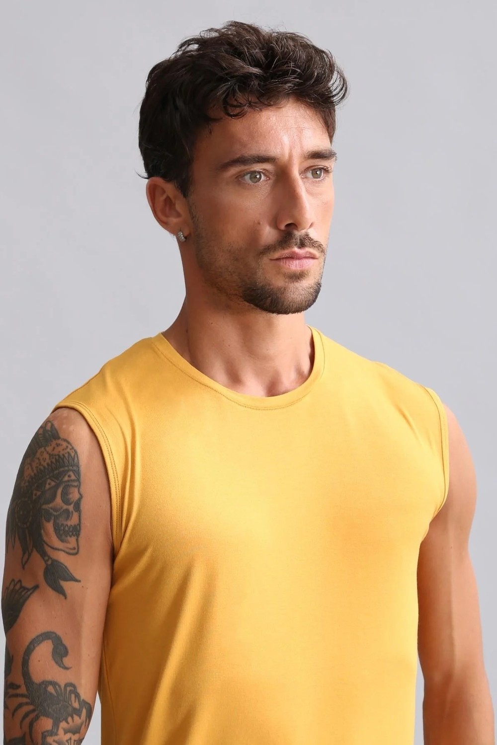 Mısırlı Modal By Tencel Hercules Slim Fit Bisiklet Yaka Sporcu Atlet Hardal görsel 4
