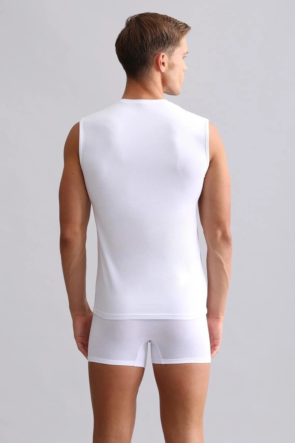 Mısırlı Modal By Tencel Hercules Slim Fit V Yaka Sporcu Atlet / T-Shirt Beyaz görsel 4