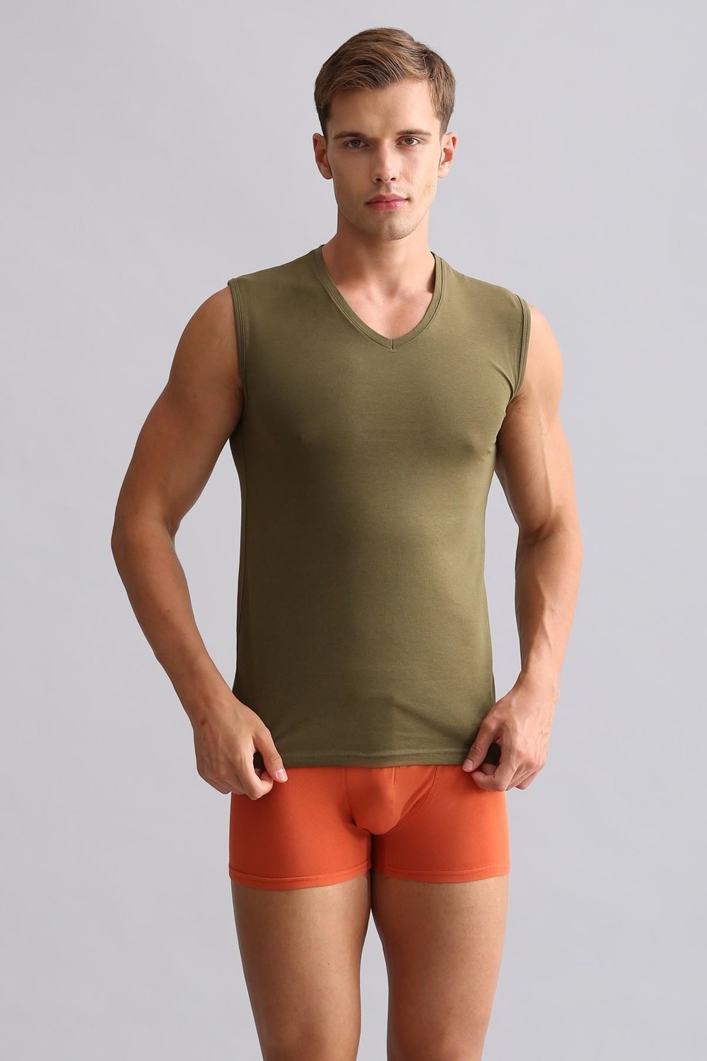 Mısırlı Modal By Tencel Hercules Slim Fit V Yaka Sporcu Atlet / T-Shirt Beyaz görsel 7