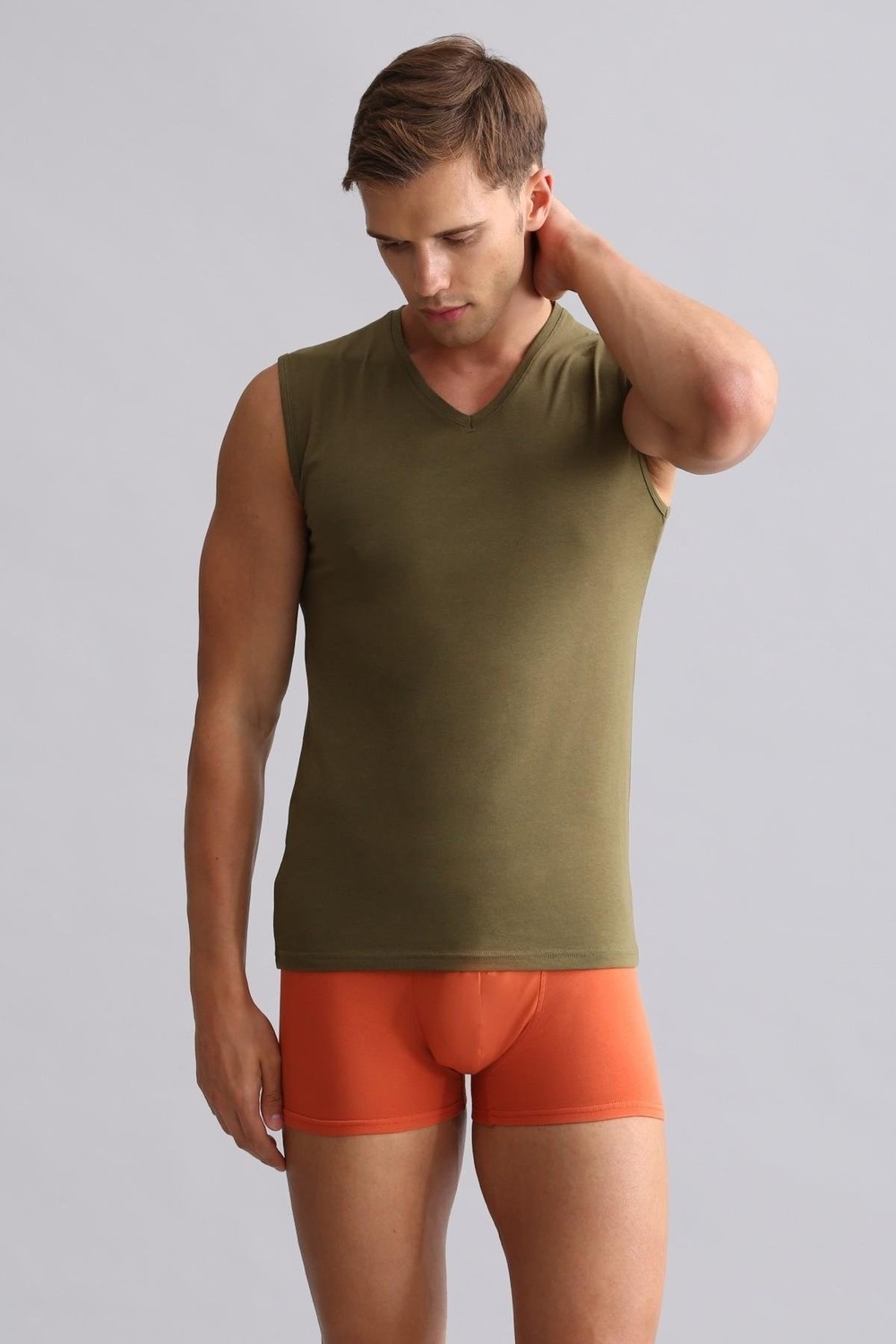Mısırlı Modal By Tencel Hercules Slim Fit V Yaka Sporcu Atlet / T-Shirt Beyaz görsel 8