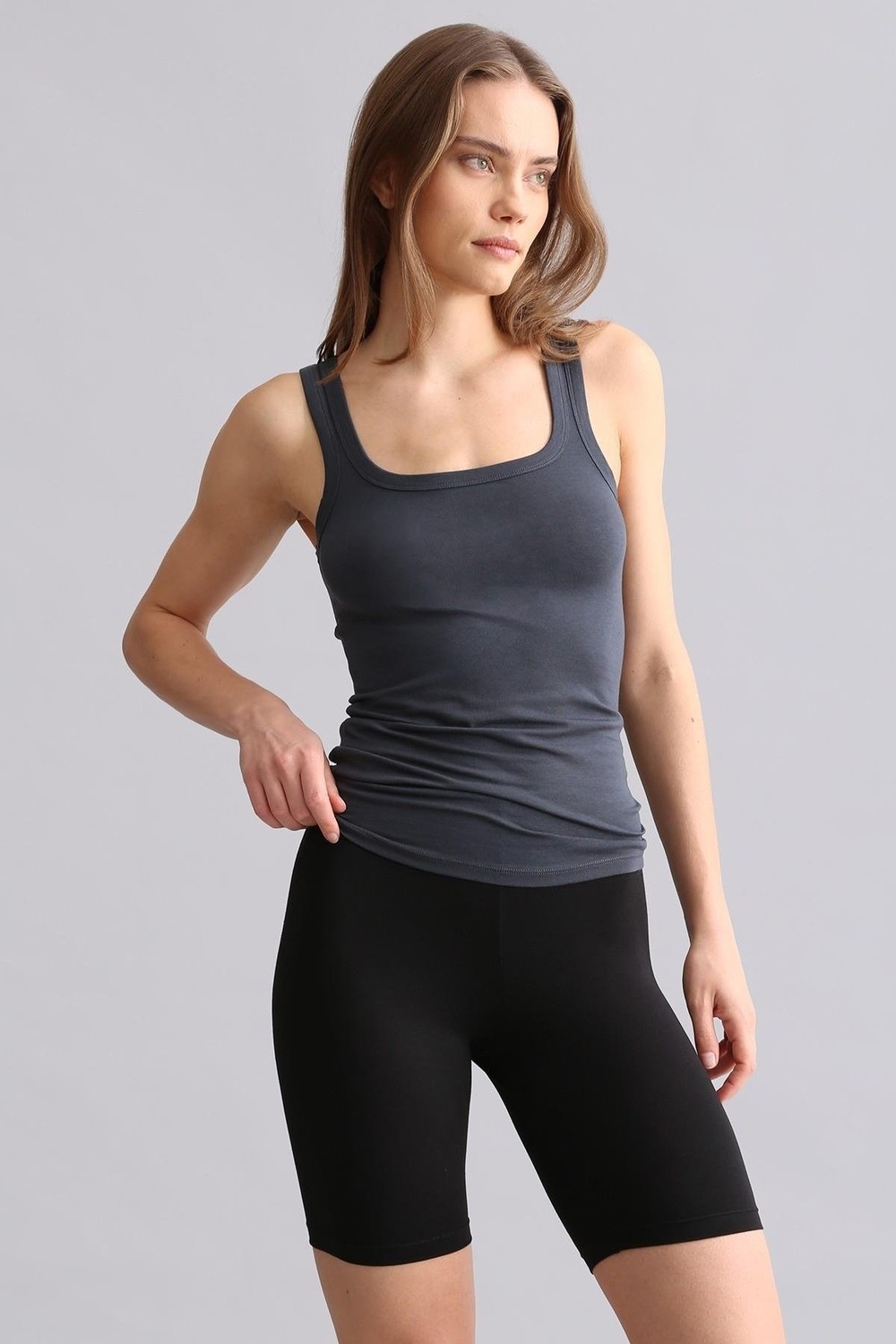 Mısırlı Modal By Tencel U Helen Kalın Askılı Long Atlet Lavender görsel 3