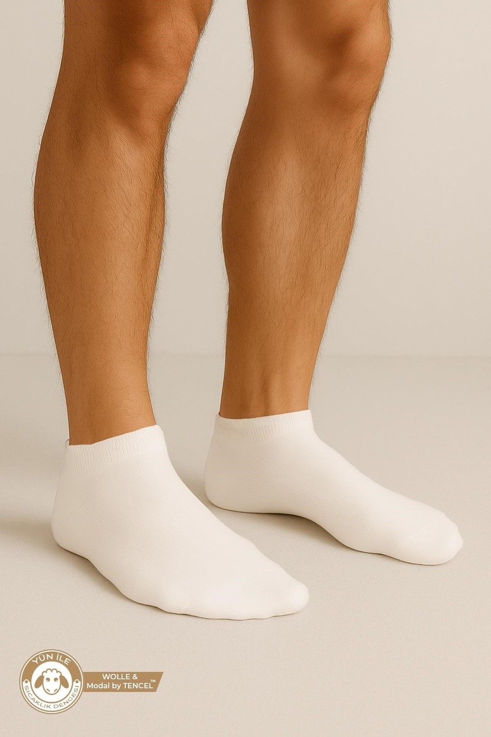 Mısırlı Unisex Yün & Lyocell By Tencel Karışımlı 6 Çift Patik Çorap Ekru görsel 3