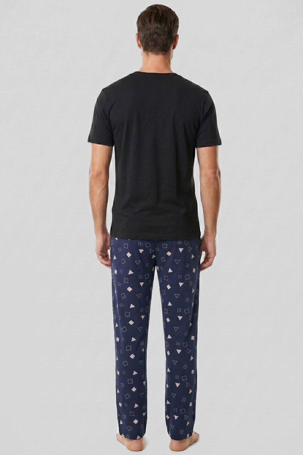 Mısırlı Erkek Geometrik Desen Alt Pijama Lacivert görsel 2