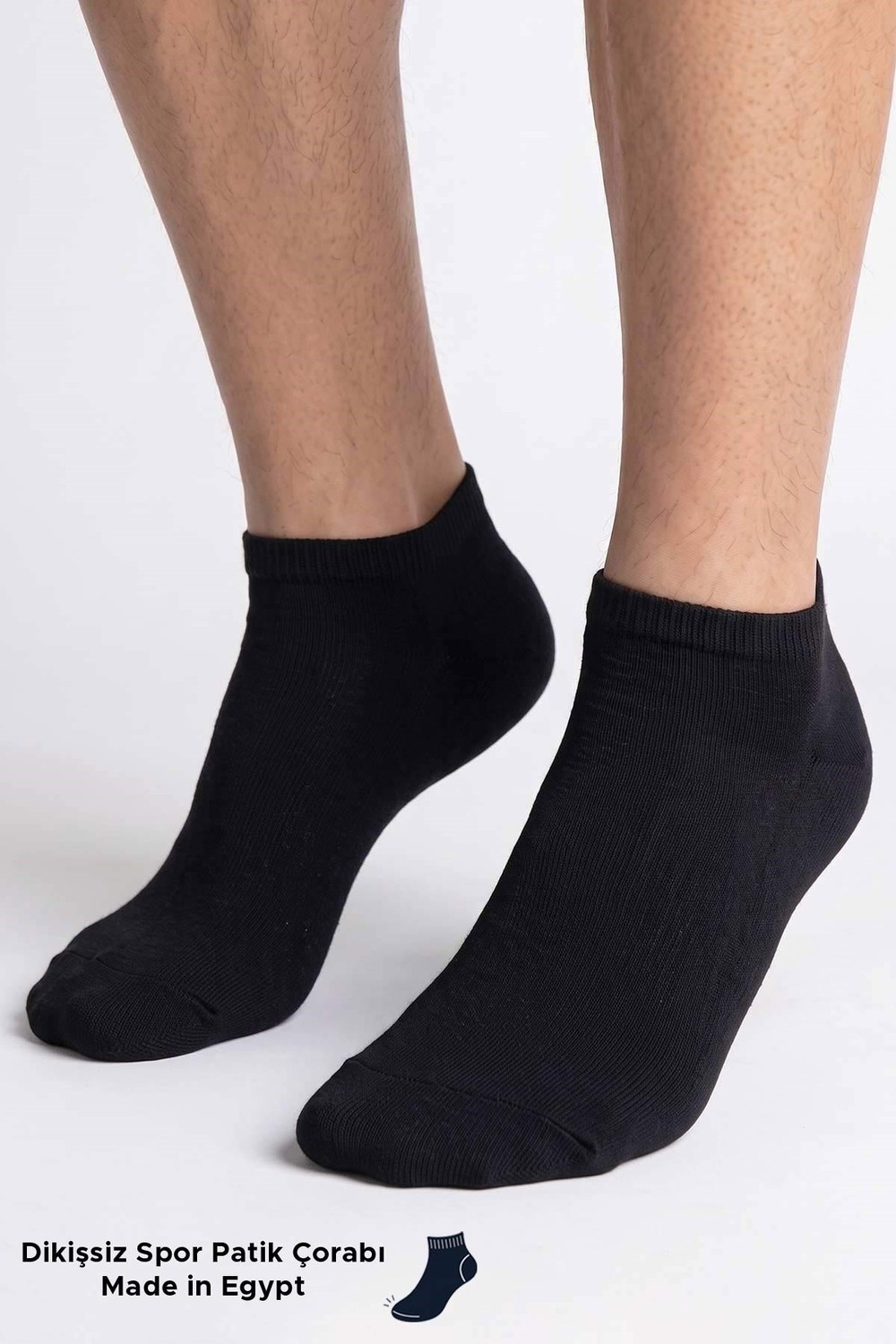 Socksmax Unisex Pamuklu Dikişsiz Üçlü Patik Çorap Siyah görsel 3