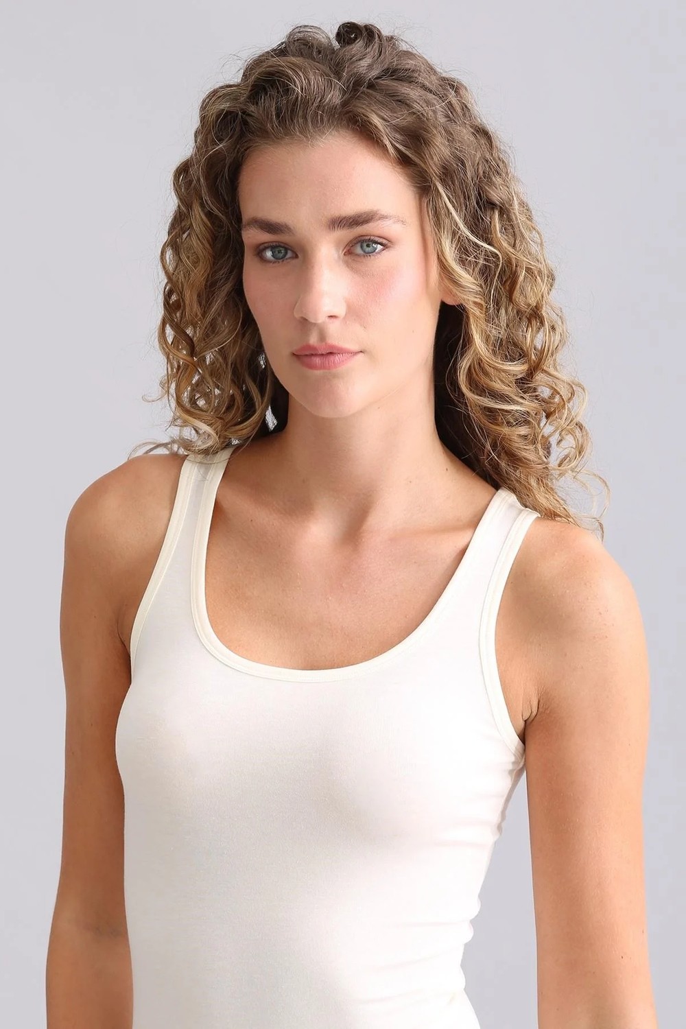 Mısırlı Modal By Tencel Sallıe Kalın Askılı Atlet Ekru görsel 4