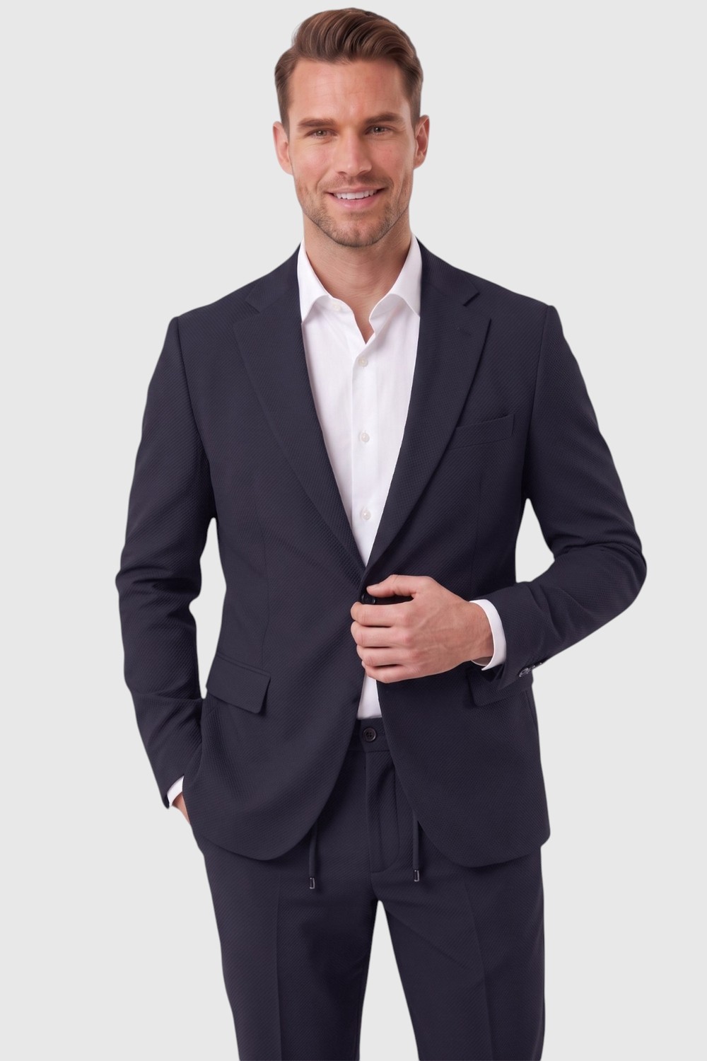 Deepsea Erkek Bej Slim Fit Likralı Gofre Kumaş Takım Elbise Ipli Lastikli Pantolon 2602326