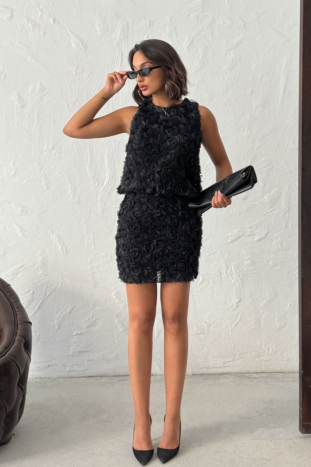 Very Moda Gül Desenli Tül Etek | F1757
