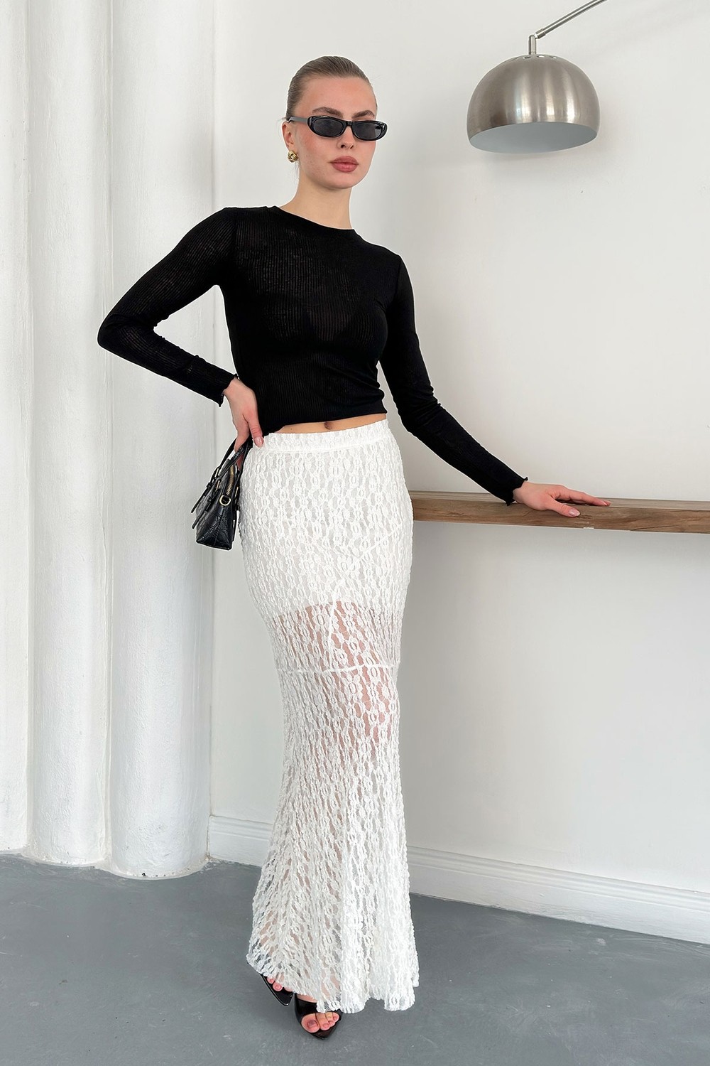 Very Moda Dantel Abiye Etek | F1887 görsel 6