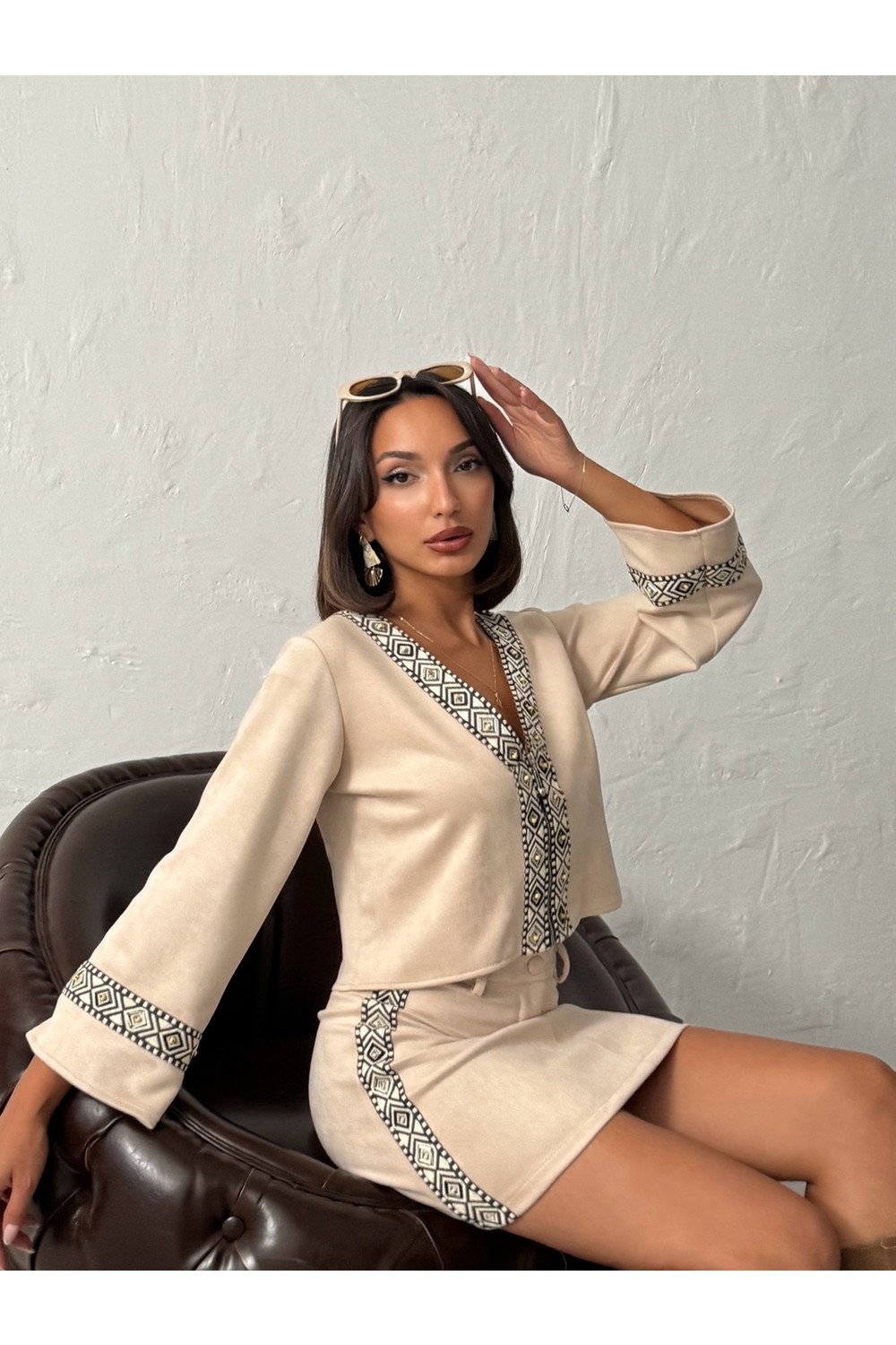 Very Moda Şerit Detaylı Scuba Süet Etek - | F1974 görsel 7