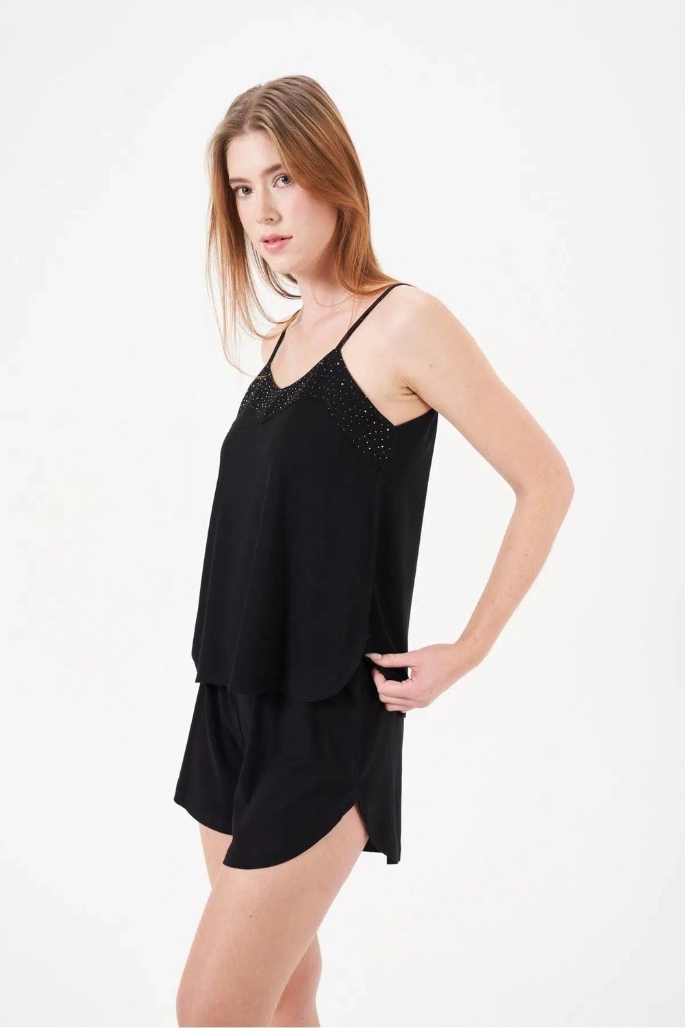 Pjs 29007 Kadın Ip Askılı Şort Takım görsel 3
