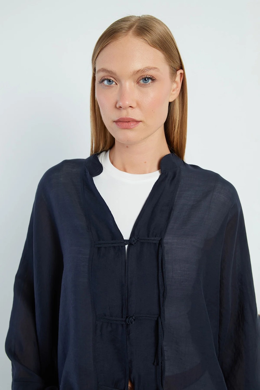 FullaModa Geniş Kol Oversize Transparan Kimono görsel 8