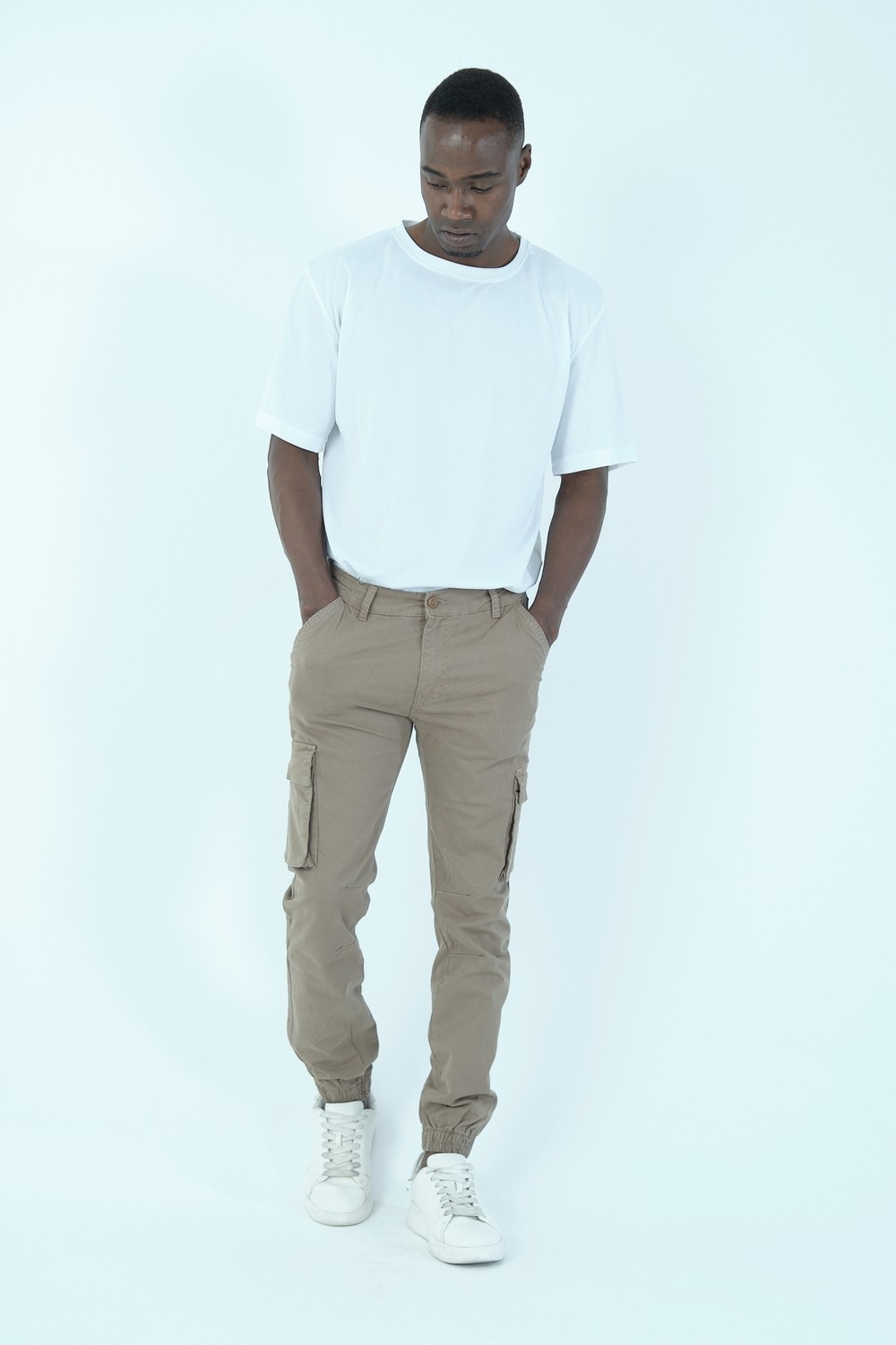 twentyfive25 Erkek Kargo Cepli Lastik Paça Gabardin Jogger Pantolon görsel 8