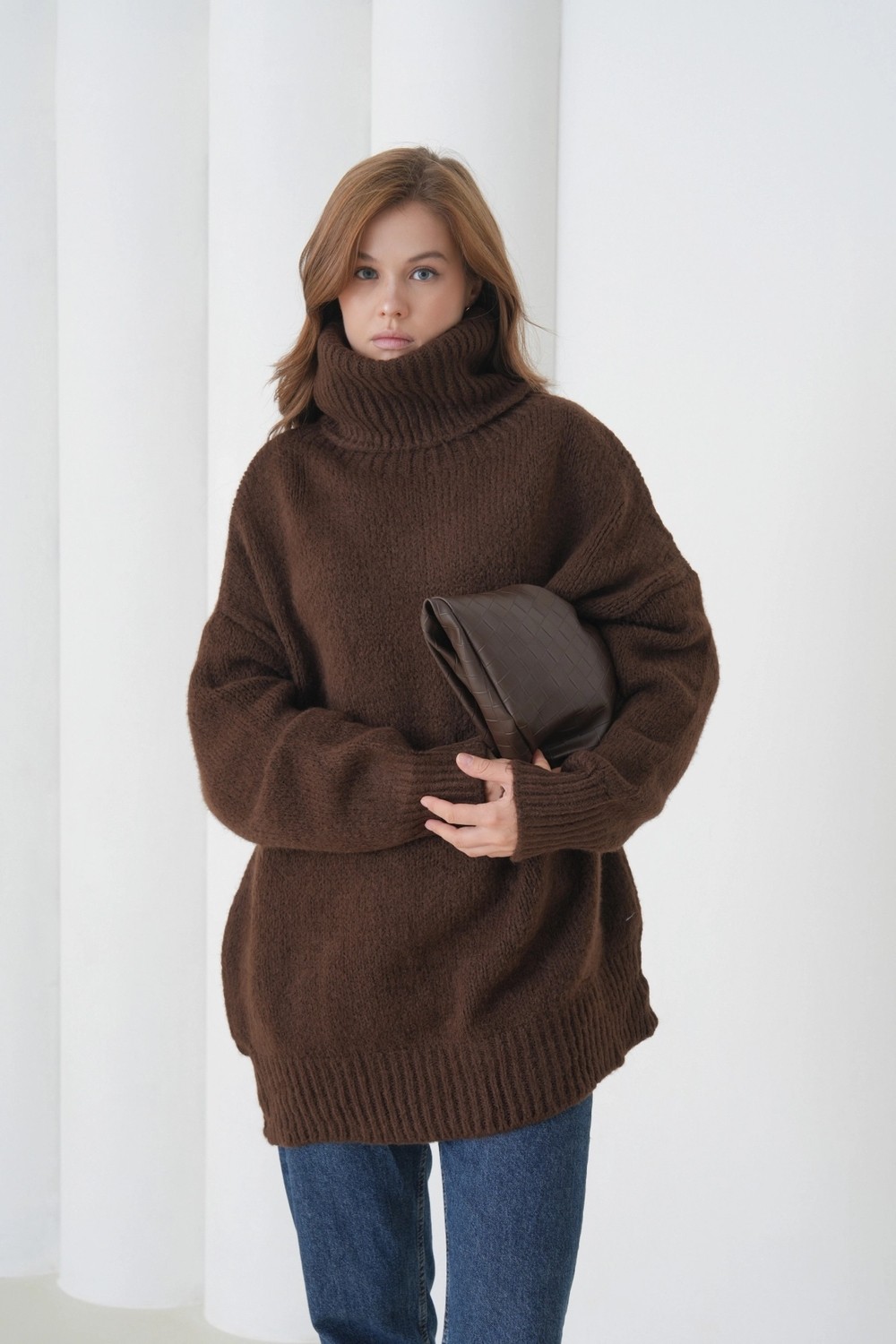 Parkkaron Kadın Balıkçı Yaka Kaşkorse Oversize Triko Tunik 223009