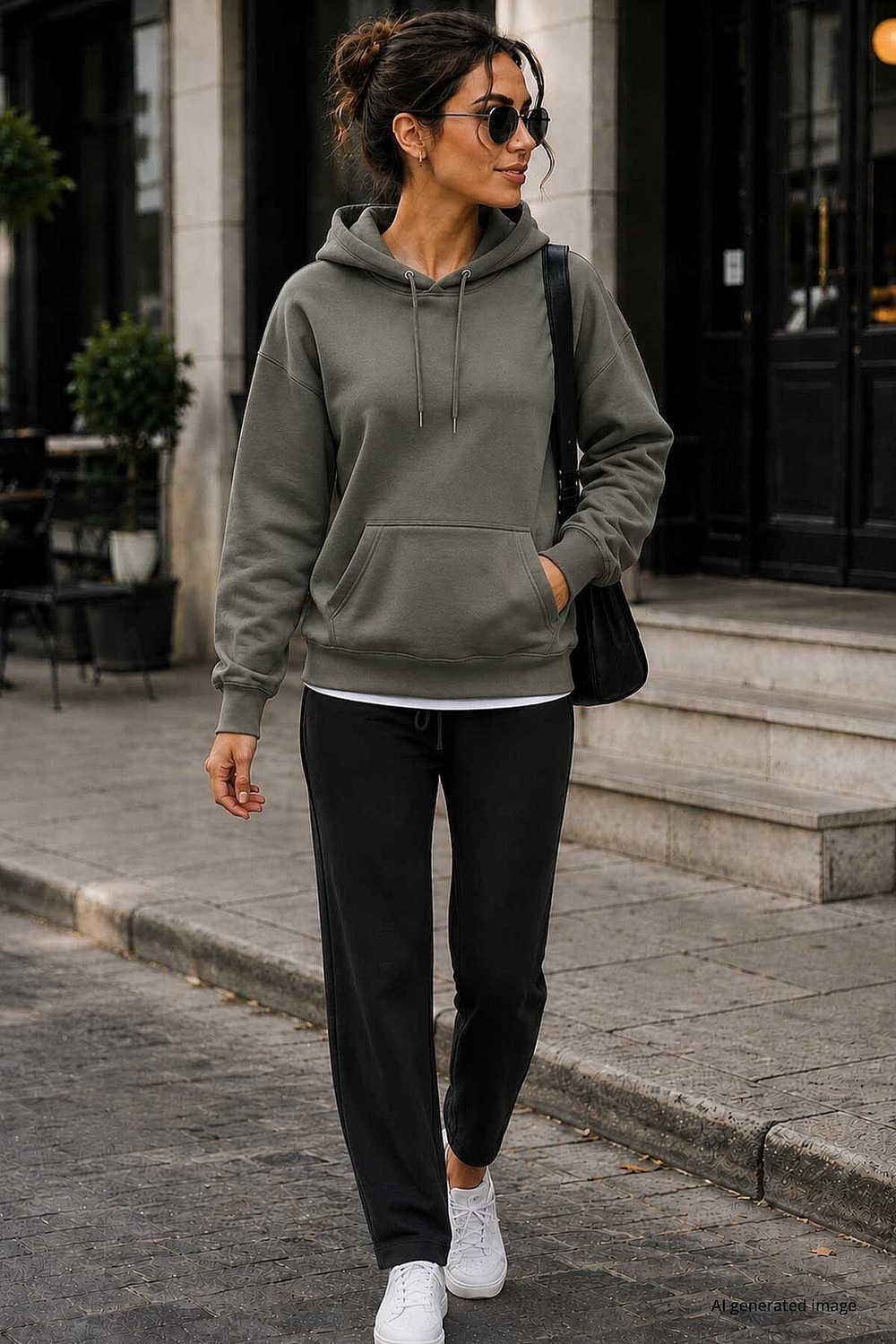 Tommy Life Soft Vişne Standart Kapüşonlu Kanguru Cepli Basic Kadın Sweatshirt - 97321 görsel 3