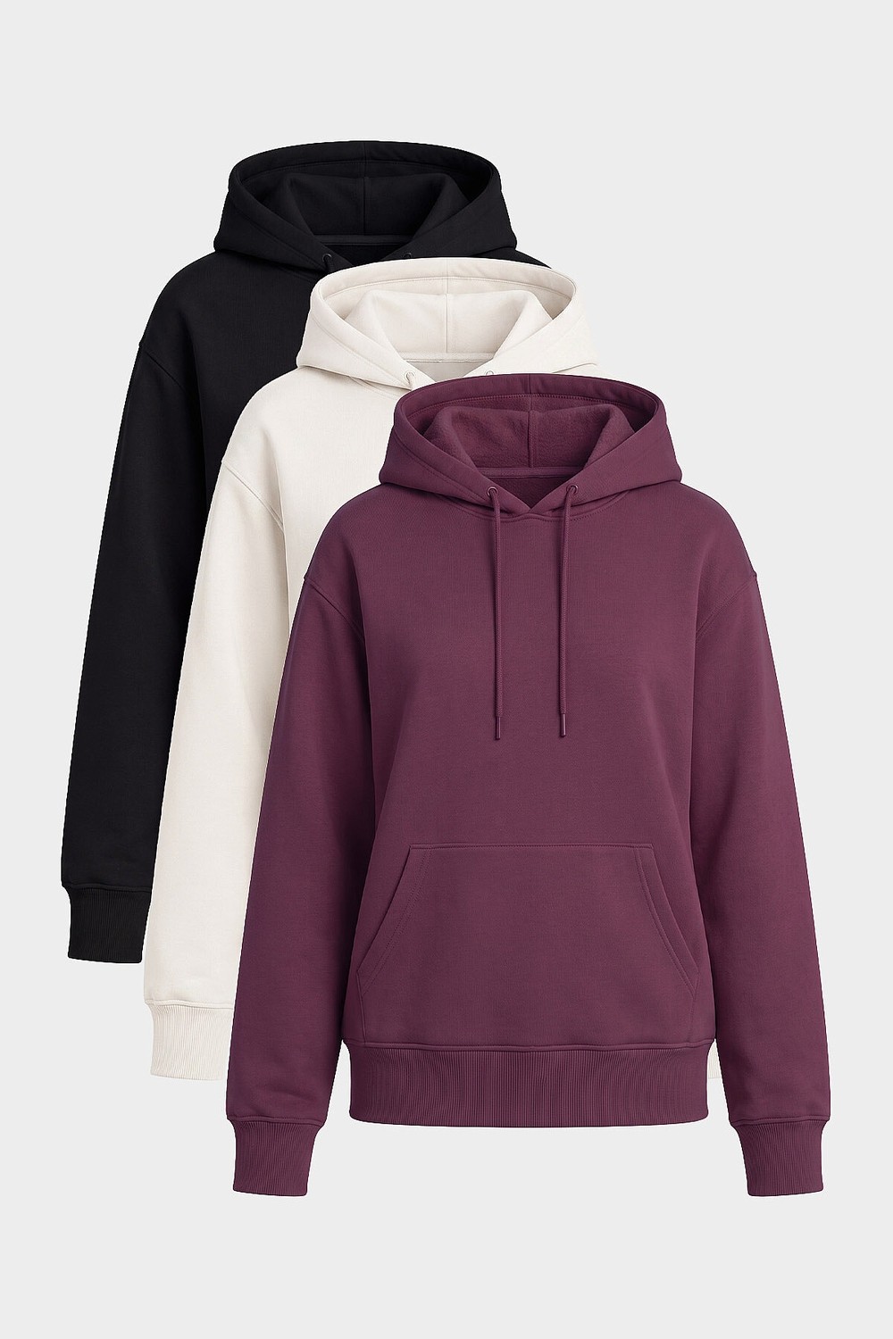 Tommy Life Standart Kapüşonlu 2li Paket Siyah-Haki Kadın Sweatshirt - 97321