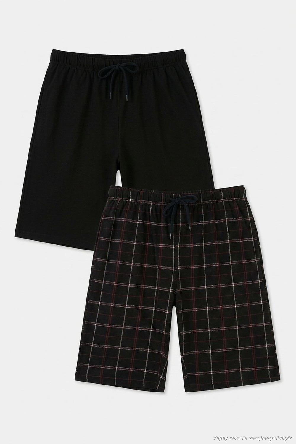 Buratti Pamuklu Regular Fit Bağlamalı Cepli 2'li Pijama Paket Şort Erkek Şort 6574004S2 görsel 4